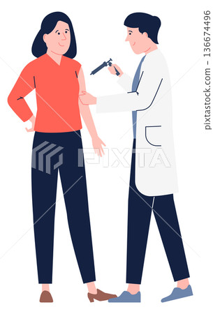 Doctor make medical shot. Illness treatment or immunity therapy 136674496