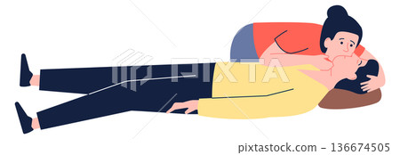 Medical first aid. Rescue breath color illustration Medical first aid. Rescue breath color illustration 136674505