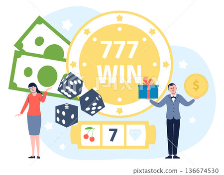 Gambling color concept. Money win in casino games Gambling color concept. Money win in casino games 136674530