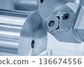 CNC Lathe Turning of Metal Shaft with Indexable Insert 136674556