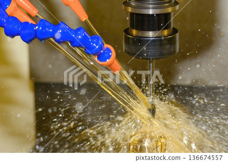 CNC Milling of Mold Part with Ball Nose End Mill and Oil Coolant 136674557