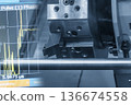 Abstract CNC Lathe Turning of Metal Shaft with Graph Background 136674558