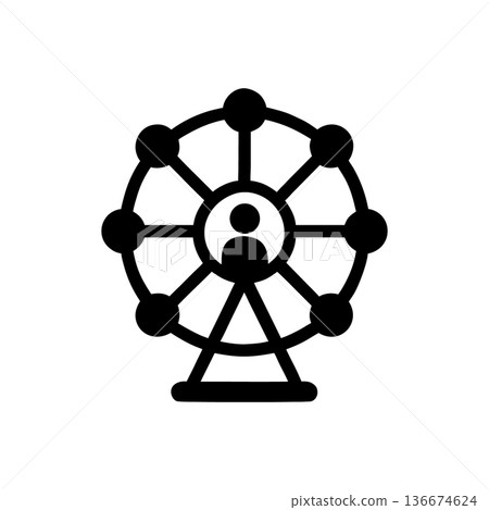 Classic Spinning Ferris Wheel Icon 136674624