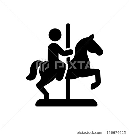 Nostalgic Carousel Horse Ride Icon 136674625