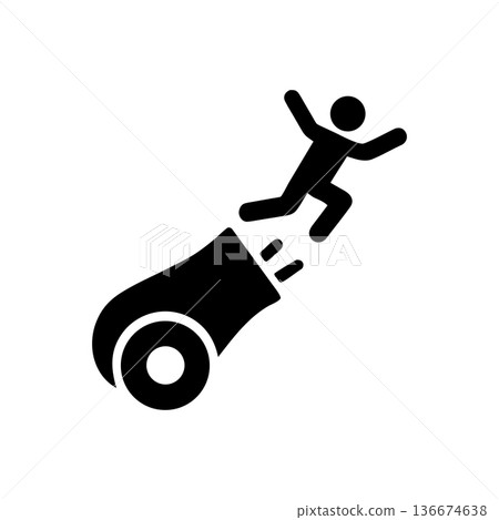 Circus Human Cannonball Stunt Icon 136674638