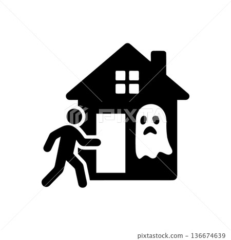 Scary Haunted House Attraction Icon 136674639