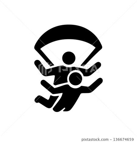 Tandem Skydiving Parachute Flight Icon Tandem Skydiving Parachute Flight Icon 136674659