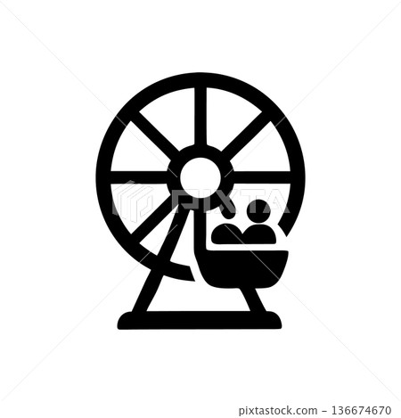 Classic Ferris Wheel Skyline Icon Classic Ferris Wheel Skyline Icon 136674670