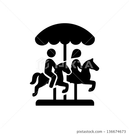 Classic Horse Carousel Ride Icon 136674673