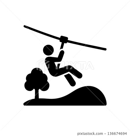 Outdoor Zipline Adventure Activity Icon Outdoor Zipline Adventure Activity Icon 136674694