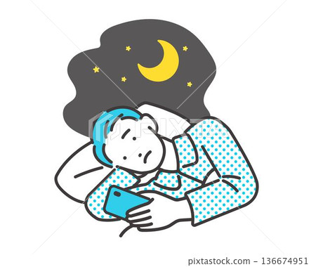 Vector illustration of a man with insomnia Vector illustration of a man with insomnia 136674951