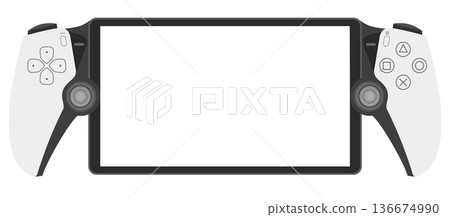 generic Portal Remote for Game Console Mockup with Transparent Screen Display. Front View Illustration generic Portal Remote for Game Console Mockup with Transparent Screen Display. Front View Illustration 136674990