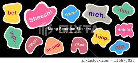 Gen Z Slang Reaction Word Blob Sticker Set Gen Z Slang Reaction Word Blob Sticker Set 136675025