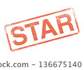 Star red distressed rubber stamp featuring an authentic grunge texture 136675140