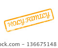Orange dotted HOLY FAMILY text stamp for religious nativity scenes and spiritual greetings 136675148