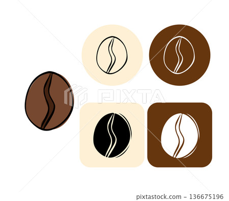 Coffee beans logo. Cafe logotype hand drawn illustration. Vector graphic line ink art. Perfect for cafe logo, branding, packaging, labels, and modern decor design. Coffee beans logo. Cafe logotype hand drawn illustration. Vector graphic line ink art. Perfect for cafe logo, branding, packaging, labels, and modern decor design. 136675196