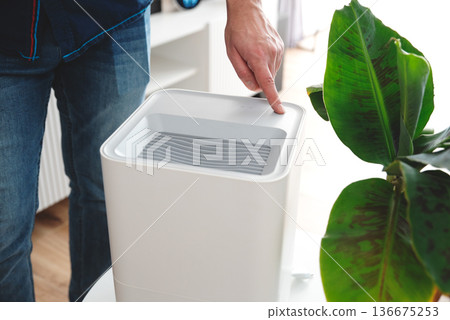 Modern air humidifier in living room 136675253