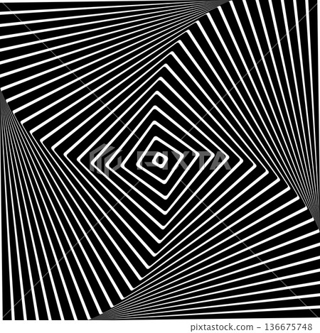 3D Illusion. Whirl Movement. Abstract Op Art Design. 136675748