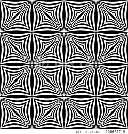 Seamless Geometric Op Art Pattern with 3D Effect. 136675749