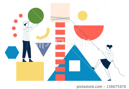Business partnership concept. Colleagues work together on creative strategy 136675878