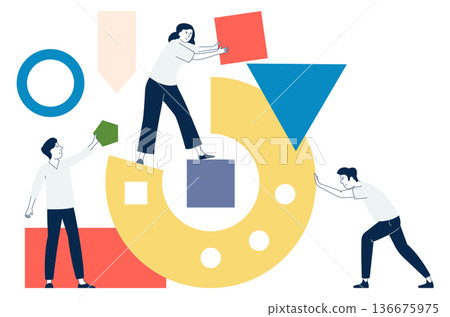 Creative idea collaboration work. Abstract geometric shape pattern Creative idea collaboration work. Abstract geometric shape pattern 136675975