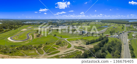 Drone photograph of Sydney Motorsport Park racing circuit 136676405