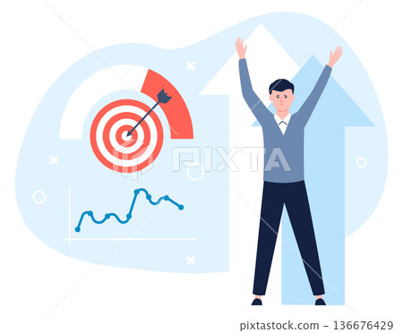 Business goal benchmark. Man measure quality metrics 136676429