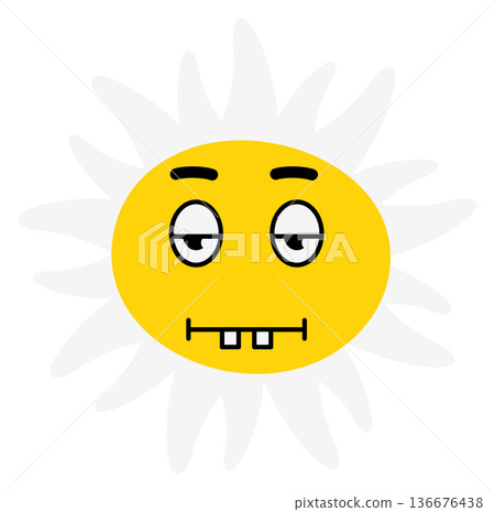 Funny flower emoji. Comic face expression icon Funny flower emoji. Comic face expression icon 136676438