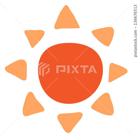 Sun color icon. Summer heat doodle drawing Sun color icon. Summer heat doodle drawing 136676513
