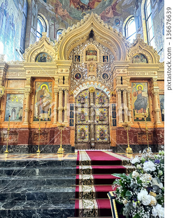 The luxurious interiors of the Church of the Savior on Spilled Blood, St. Petersburg, Russia The luxurious interiors of the Church of the Savior on Spilled Blood, St. Petersburg, Russia 136676639