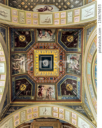 The luxurious interiors of the Raphael Loggia in the Hermitage Museum in St. Petersburg, Russia. The luxurious interiors of the Raphael Loggia in the Hermitage Museum in St. Petersburg, Russia. 136676655
