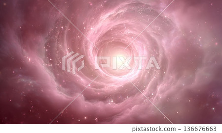 Bright Celestial Vortex with Glowing Core in Space 136676663