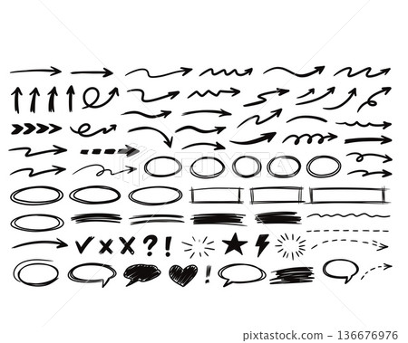 Hand Drawn Arrows, Lines and Doodle Elements Set Hand Drawn Arrows, Lines and Doodle Elements Set 136676976