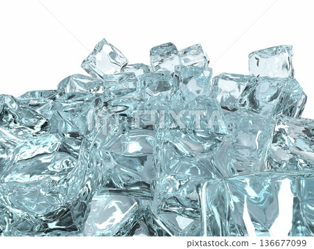 堆疊冰的逼真3D插圖 136677099