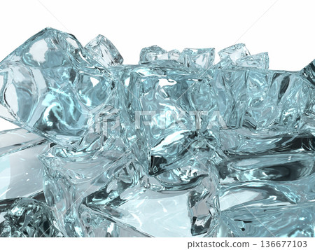 堆疊冰的逼真3D插圖 136677103