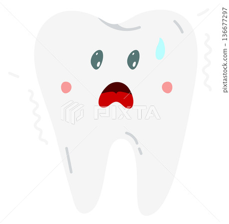 Scared tooth with shocked face expression. Cartoon dentistry mascot Scared tooth with shocked face expression. Cartoon dentistry mascot 136677297