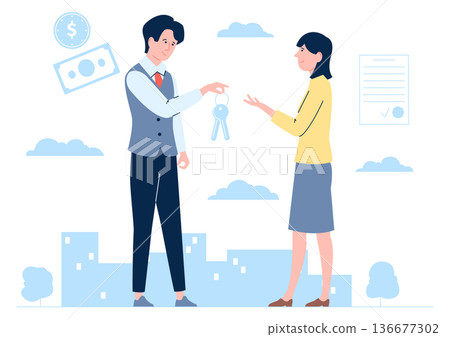 Real estate purchase color icon. Apartment rent or buying Real estate purchase color icon. Apartment rent or buying 136677302