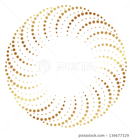 Glitter dot spiral frame. Shiny gold border Glitter dot spiral frame. Shiny gold border 136677329