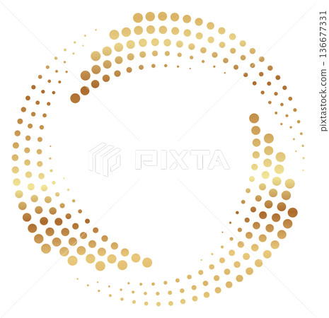 Decorative round frame with golden dots. Glitter effect 136677331