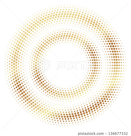 Round golden frame with halftone effect. Dotted circle Round golden frame with halftone effect. Dotted circle 136677332