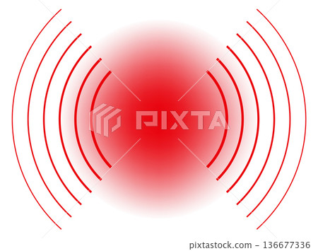 Visual scanner effect. Circular sonar red spot 136677336