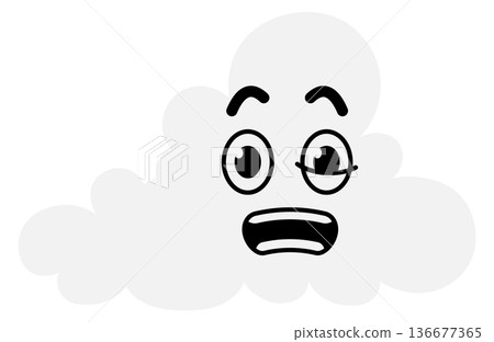 Kawaii cloud with funny doodle face. Funny sky weather 136677365