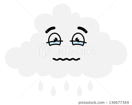 Crying cloud with doodle face. Rain weather emoji Crying cloud with doodle face. Rain weather emoji 136677369