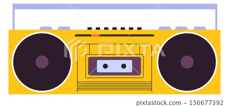 Audio cassette recorder color icon. Music device Audio cassette recorder color icon. Music device 136677392