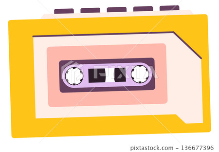 Retro cassette player color icon. Vintage music symbol Retro cassette player color icon. Vintage music symbol 136677396
