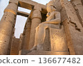 Majestic seated statue of Ramses II at Luxor Temple 136677482