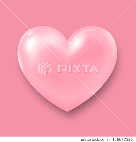 Three-dimensional pink heart is a heart with highlights and shadows on a pink background. A heart icon for your design. Three-dimensional pink heart is a heart with highlights and shadows on a pink background. A heart icon for your design. 136677526