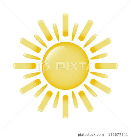 Cartoon sun with rays and glare on a white background. Logo, sun sticker. Cartoon sun with rays and glare on a white background. Logo, sun sticker. 136677541