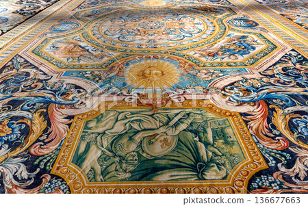 Woven carpet for french king Louis XIV, Paris, France 136677663