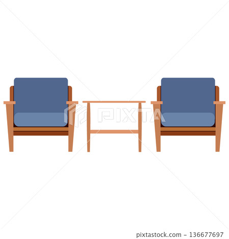 窗邊桌椅插畫 | 展現時尚用餐空間的室內設計素材 136677697